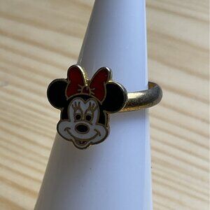 Minnie Mouse Gold-Tone Adjustable Ring With Enamel Bow
